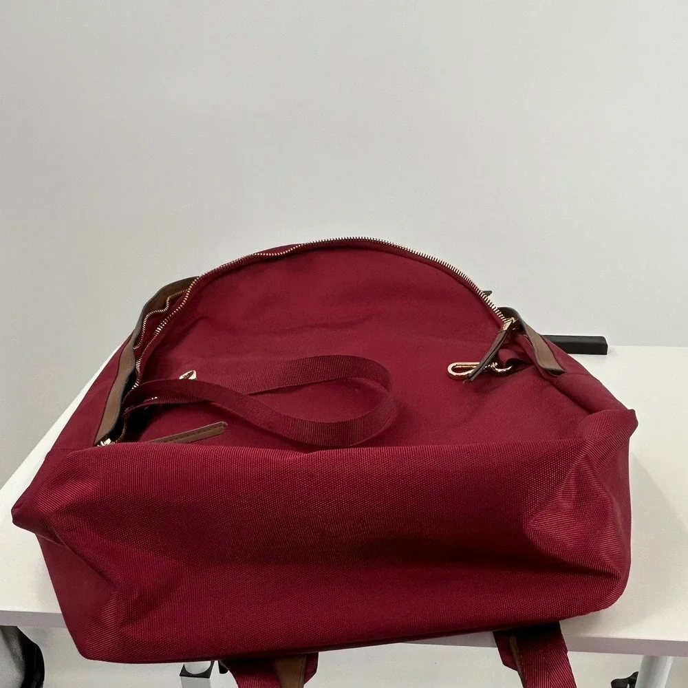 Tommy‎ Bahama Burgundy Canvas Backpack and Crossbody Bag Set Gold Tone Hardware